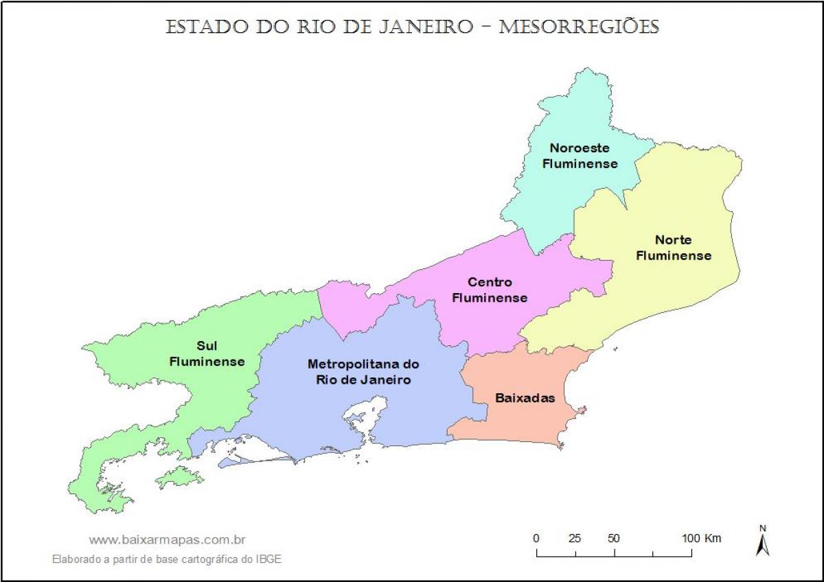 Карта mesoregions Рио-де-Жанейро