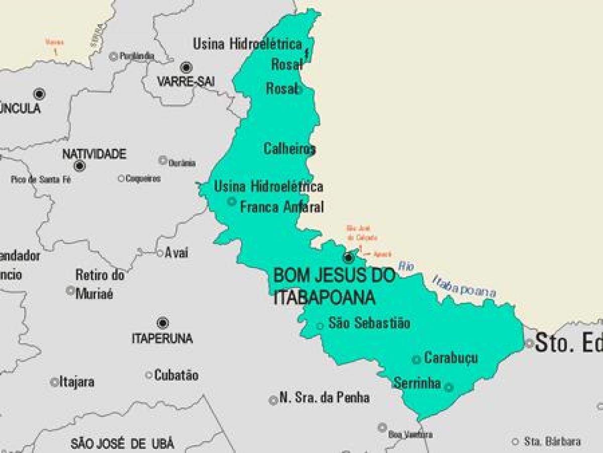 Карта Бон-жезус-ДУ муниципалитет Itabapoana