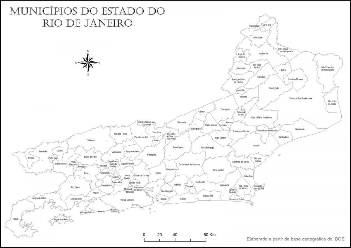 Карта Рио-де-Жанейро черный и белый