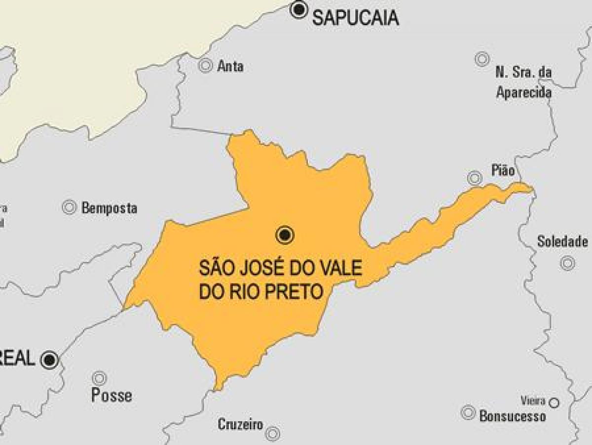 Карта Сан-Жозе-ДУ-Вале-ДУ-Риу-Прету муниципалитет