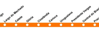 Карта метро Рио-де-Жанейро - линия 1 (оранжевый)